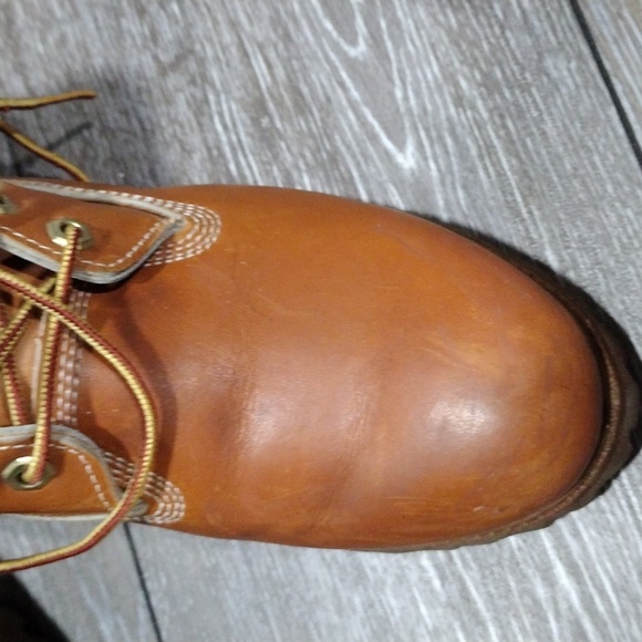 Timberland mens iconic brown and orange leather boots. size 7 - Picture 2 of 16